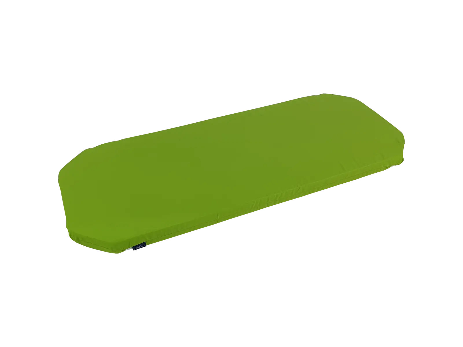 Zielony materac do łóżeczek plastikowych widok z góry, wymiary 126 x 52 x 5 cm, pokrowiec z certyfikowanej bawełny