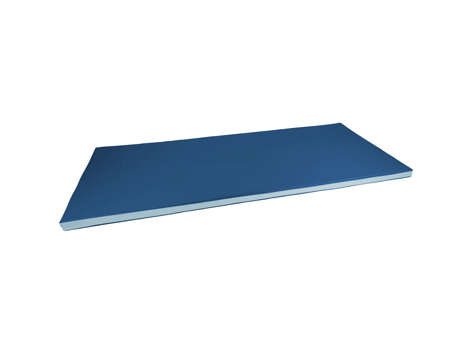 Jednoczęściowy materac rehabilitacyjny 195 x 60 x 5 cm ustawiony na podłodze gabinetu fizjoterapeutycznego, widok z góry