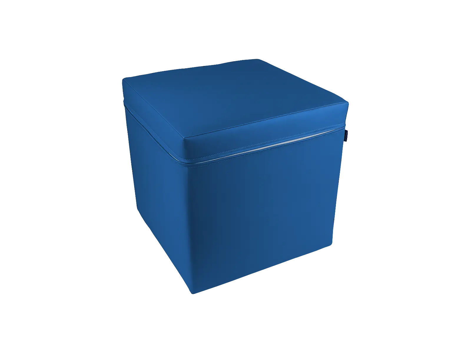 Kostka rehabilitacyjna 50 x 50 x 50 cm ustawiona na podłożu, pokazana z boku i rogu, widoczne zastosowanie w terapii