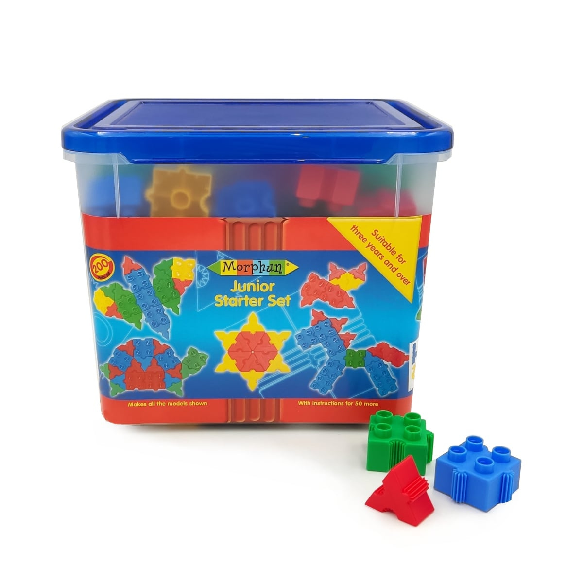 Widok elementów Morphun Starter Set w plastikowym pojemniku z uchwytem