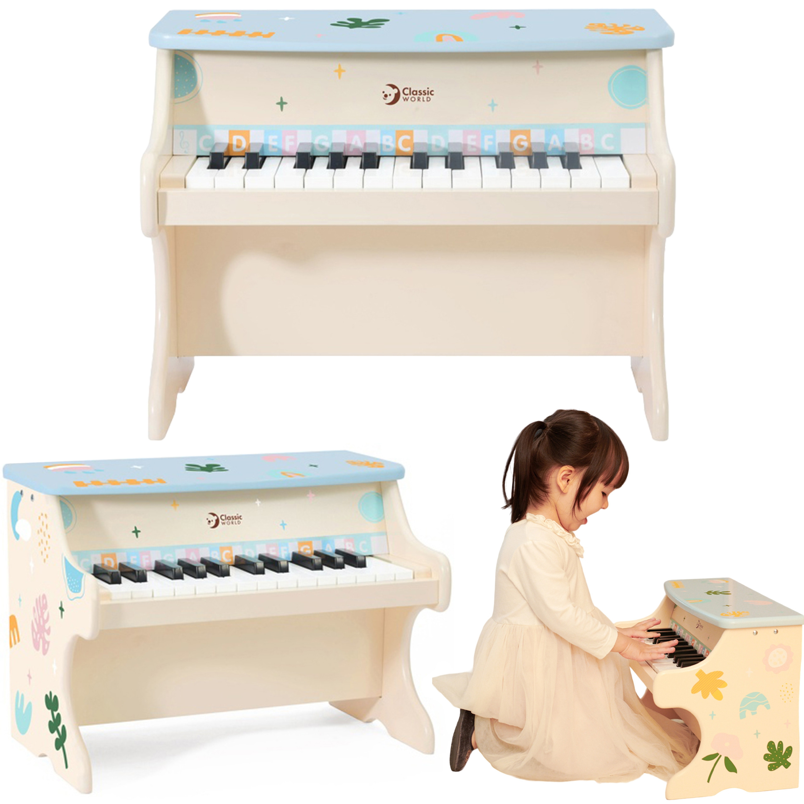 Pianino muzyczne Classic World dla dzieci z kolorowymi klawiszami