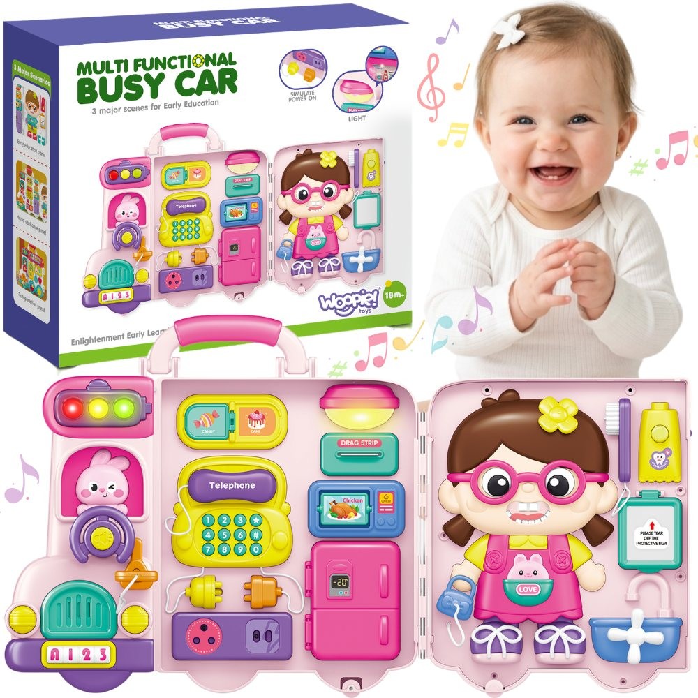 Interaktywna tablica manipulacyjna Busy Car Woopie Baby w kształcie ciężarówki
