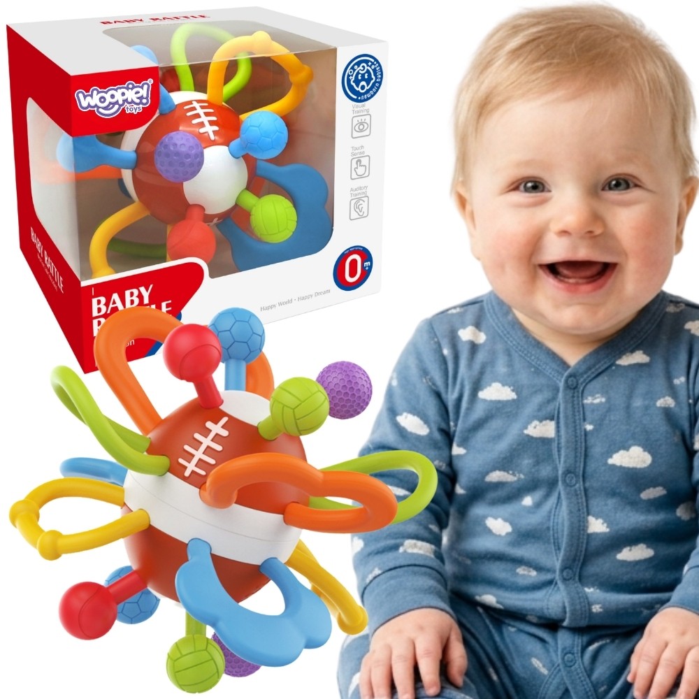 Grzechotka sensoryczna WOOPIE Baby kolorowa piłka dla niemowląt