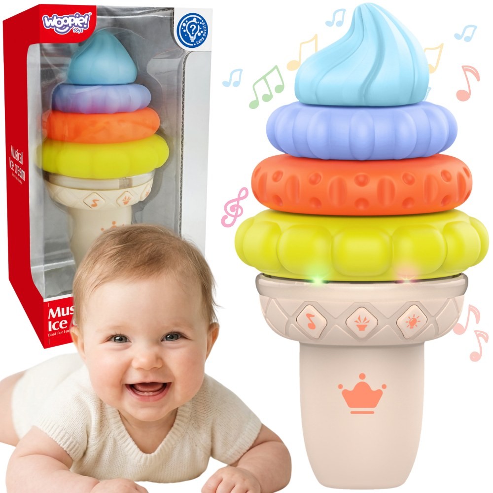 Muzyczny lód sensoryczny WOOPIE BABY z silikonowymi elementami