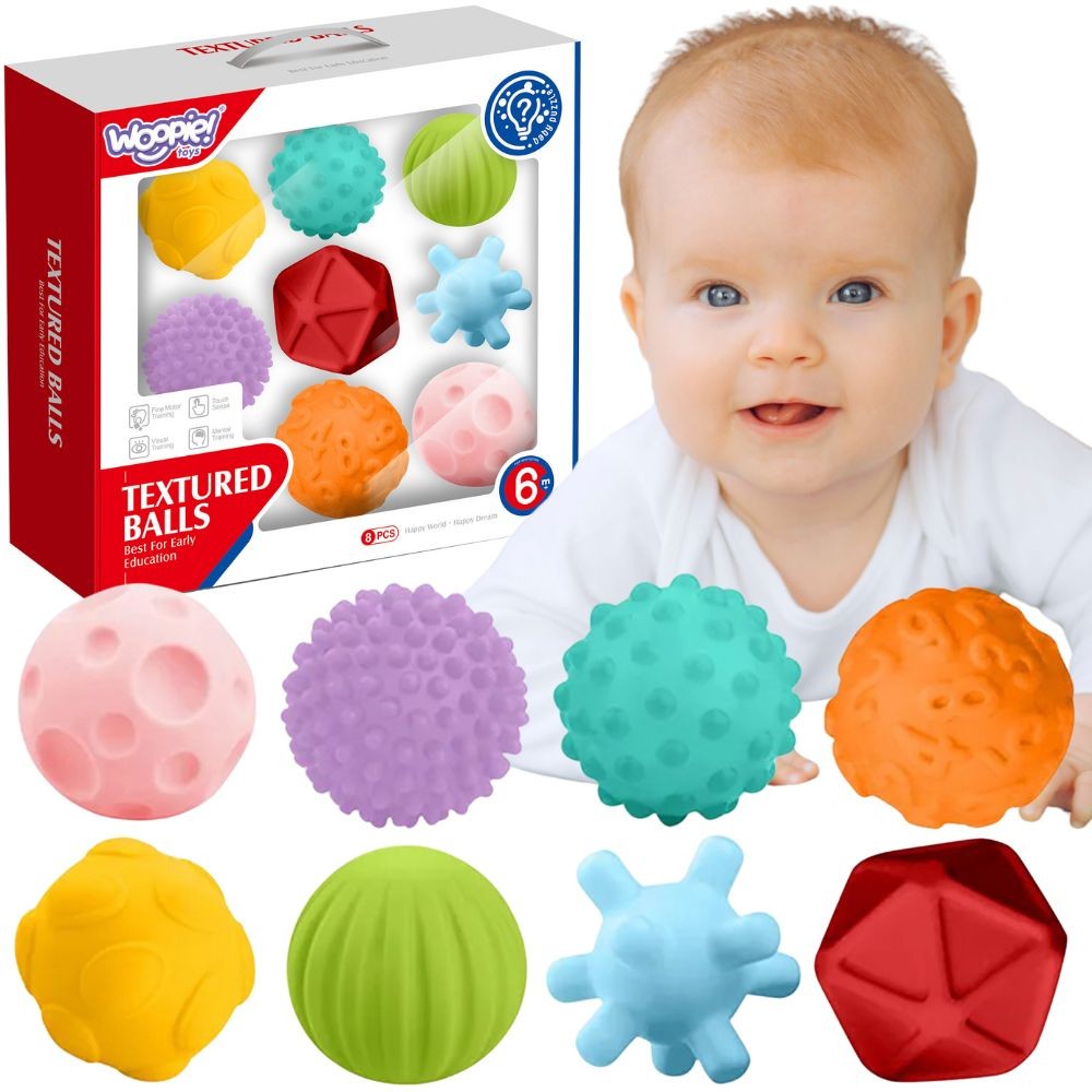 Klocki sensoryczne do ściskania 8 el. Woopie Baby