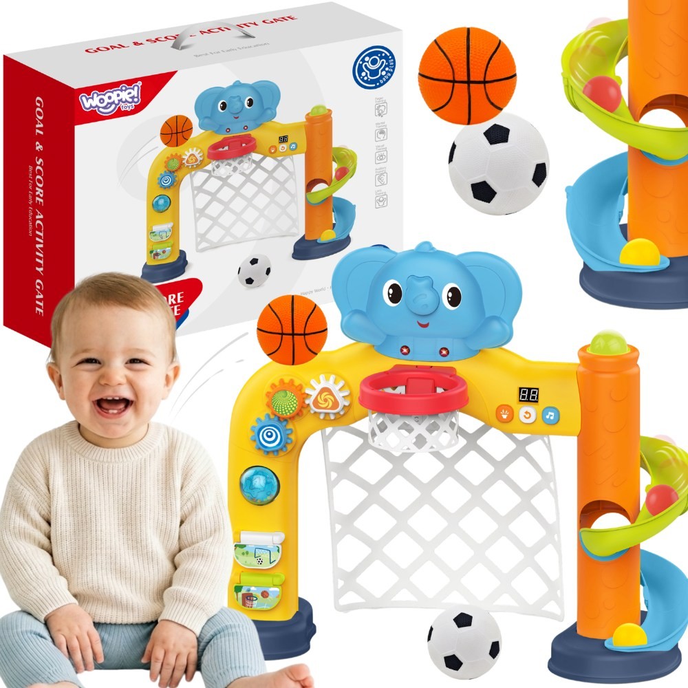 Interaktywne Centrum Sportowe 2w1 Woopie Baby z bramką i koszem dla dzieci