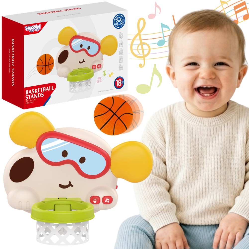 Interaktywny kosz do koszykówki WOOPIE BABY w kształcie pieska