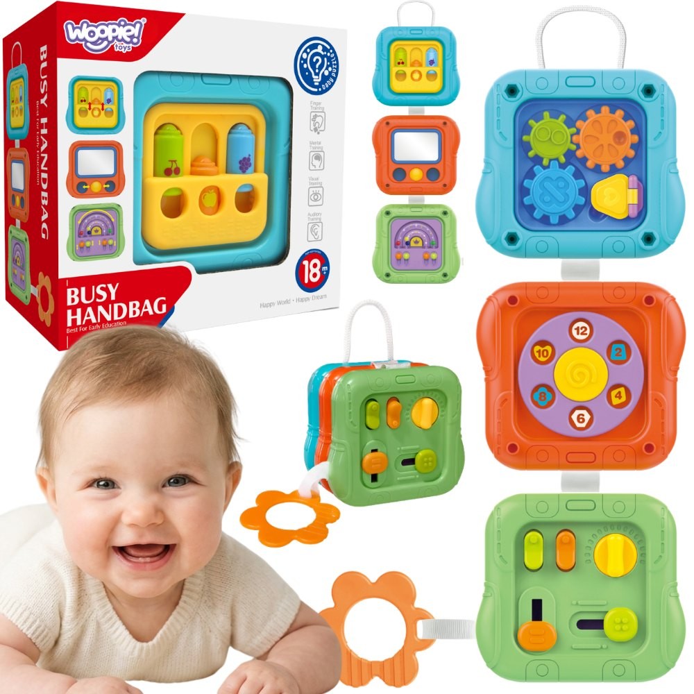 Zestaw 6 paneli sensorycznych Woopie Baby z różnorodnymi elementami manipulacyjnymi dla niemowląt