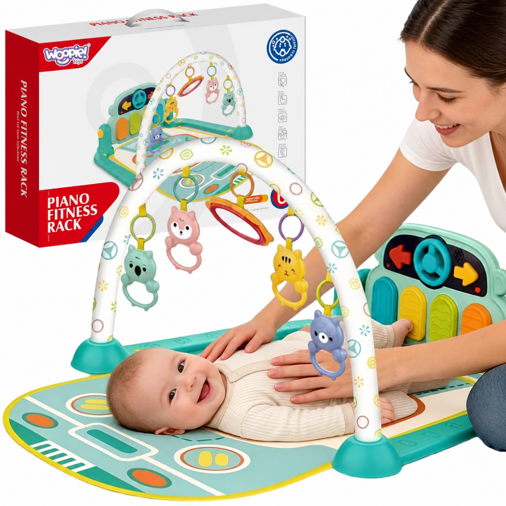 Interaktywna mata edukacyjna WOOPIE BABY z pianinkiem i zawieszkami dla niemowląt