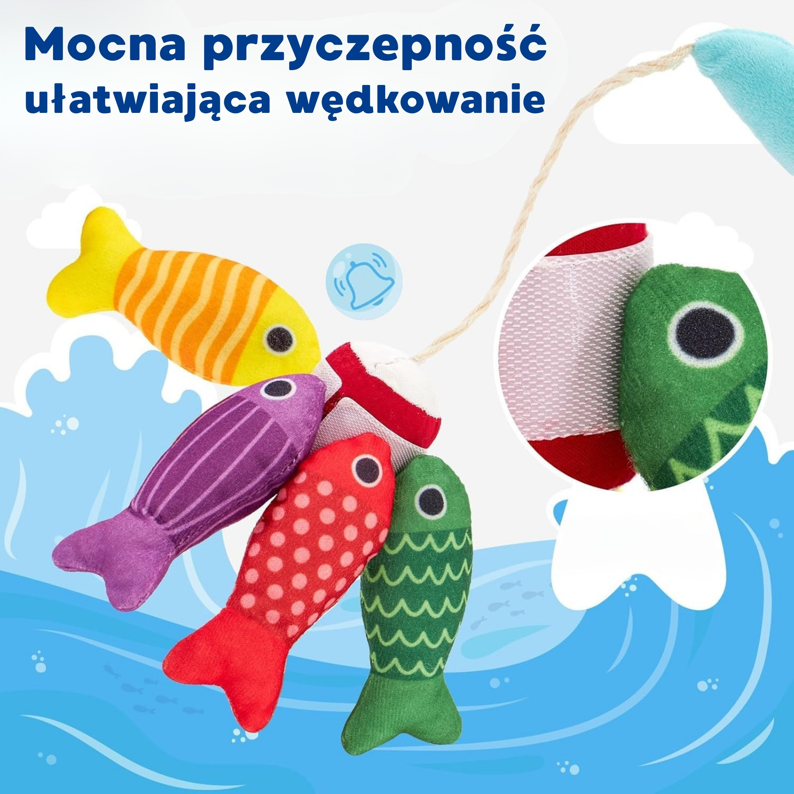 Zestaw Małego Wędkarza WOOPIE - kolorowe rybki i wędka z rzepami