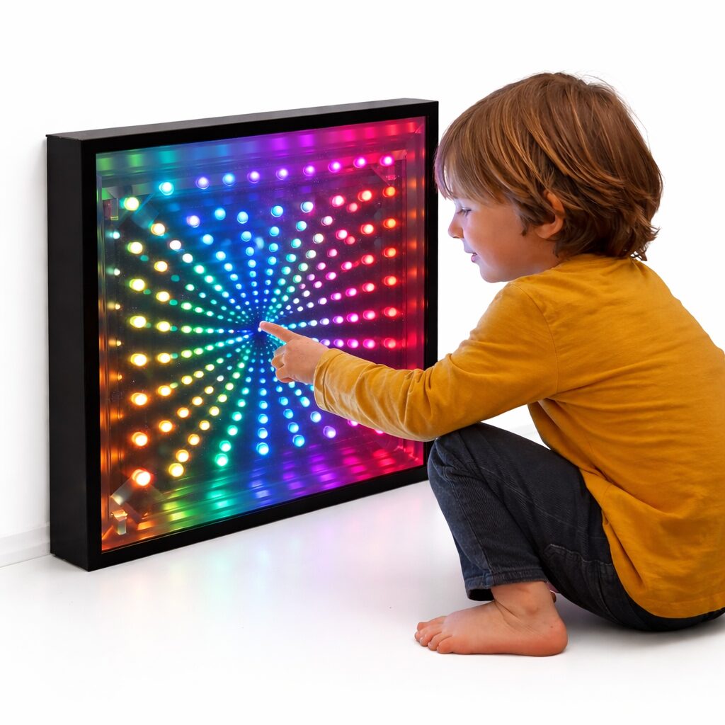 Panel Kaseton LED nieskończoność 3D widok frontowy z aktywnym efektem głębi używany w sali Snoezelen