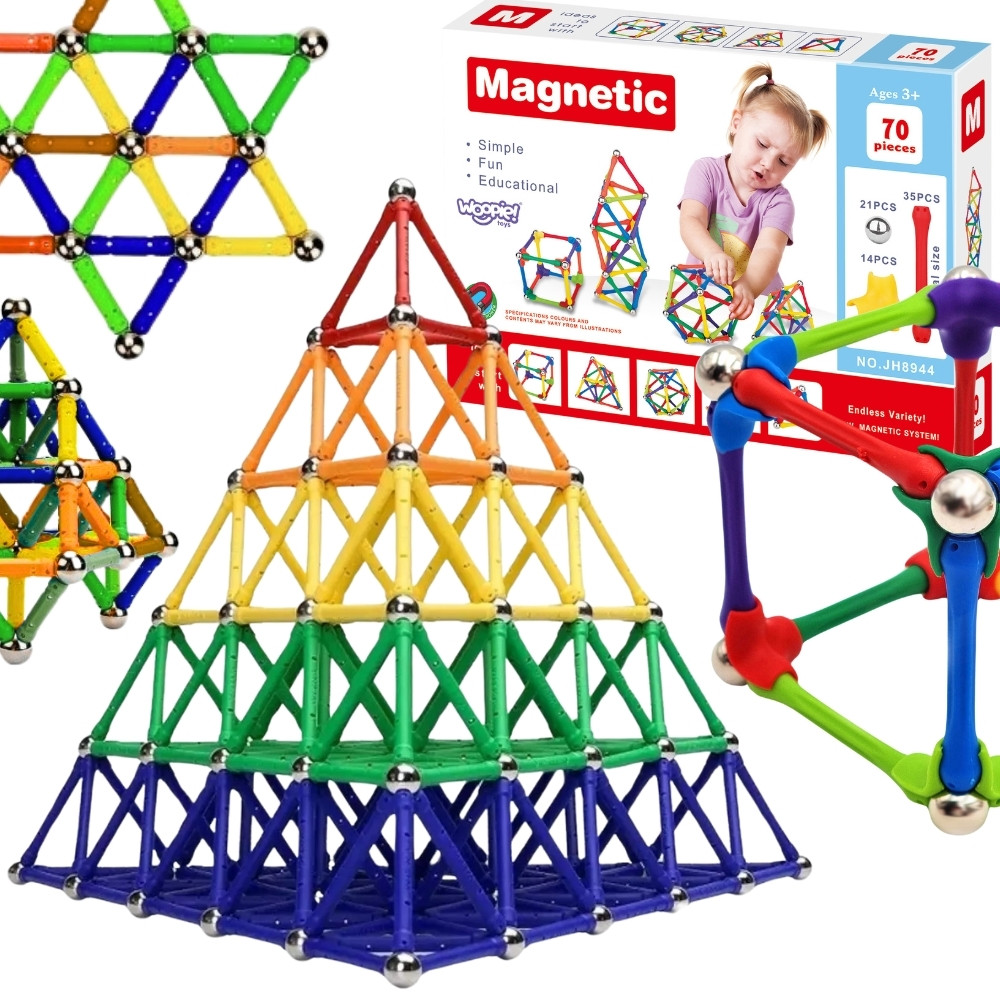 Klocki magnetyczne konstrukcyjne WOOPIE - zestaw 70 elementów