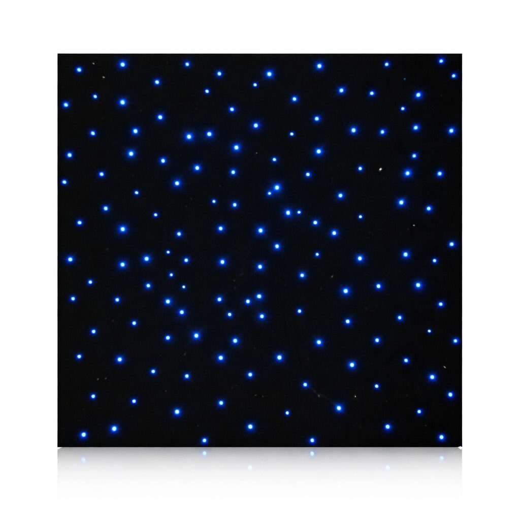 Kaseton świetlny 100×100×4 cm z 100 punktami światłowodowymi i backlightiem w ciepłej bieli — widok panelu zamontowanego pod sufitem