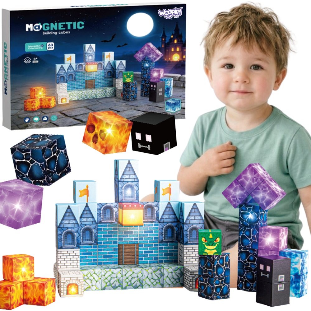 Magnetyczne klocki konstrukcyjne WOOPIE 64 elementy w zestawie