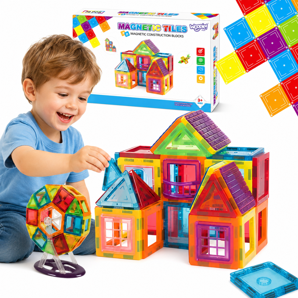 Klocki magnetyczne 3D WOOPIE kolorowy zestaw 70 elementów