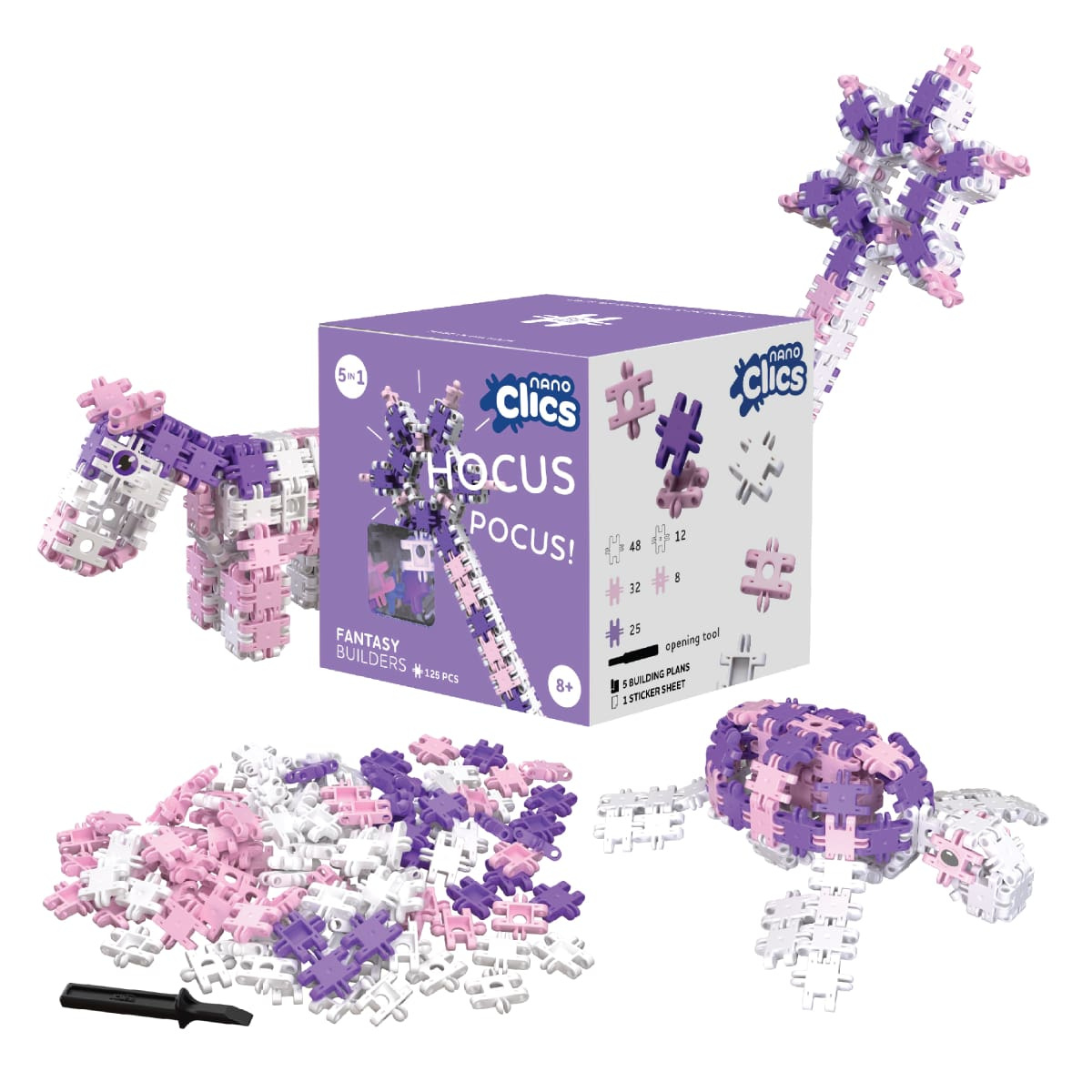 Klocki Nano Clics Fantastyczni Konstruktorzy 125 el. - zestaw kolorowych klocków do konstrukcji