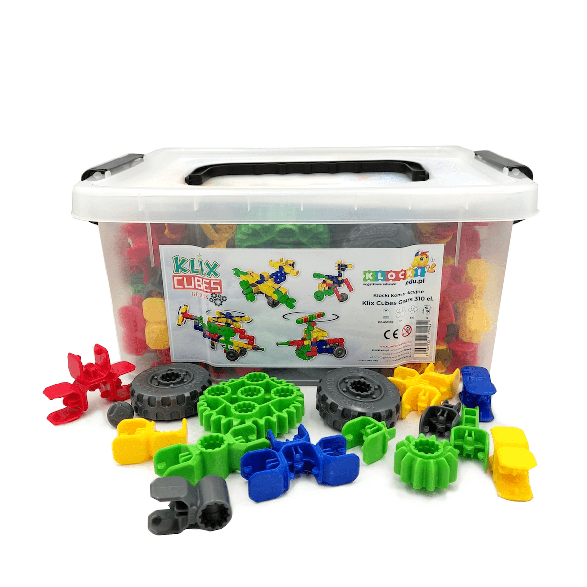 Klocki konstrukcyjne Klix Cubes Gears 310 elementów - zestaw w pudełku Popular Playthings