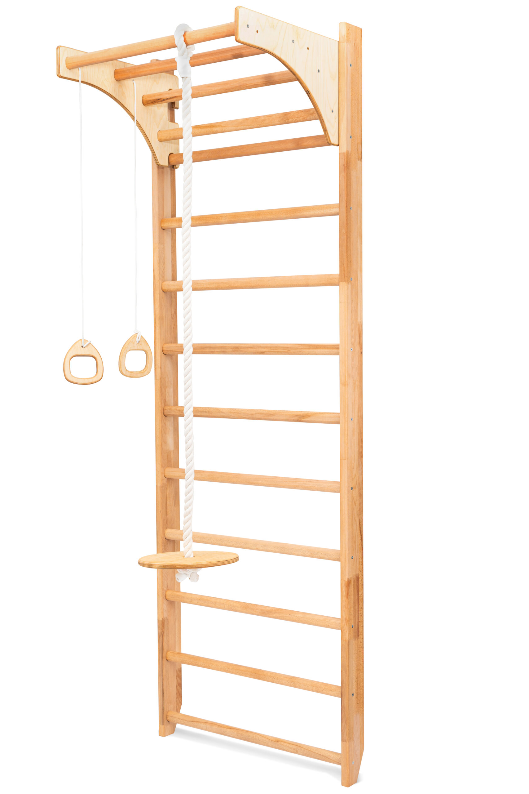 Widok boczny drabinki OvalWood 220 cm pokazujący profil pionowych listew i owalne szczebelki 40×30 mm