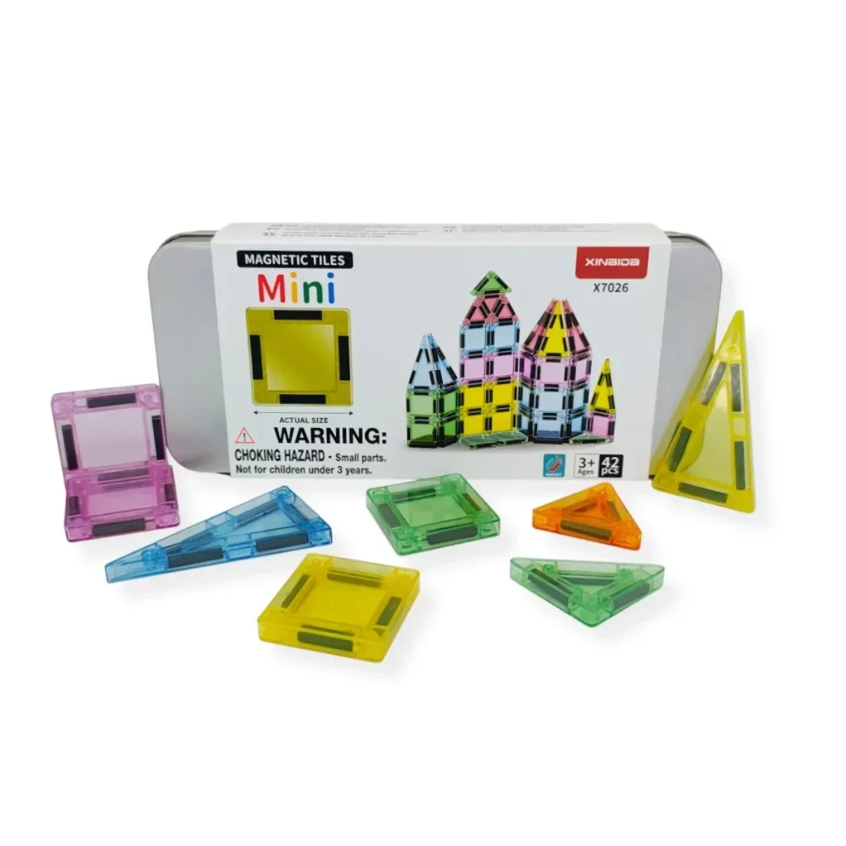 Klocki magnetyczne mini 42 elementy X-Bida - widok płytek transparentnych