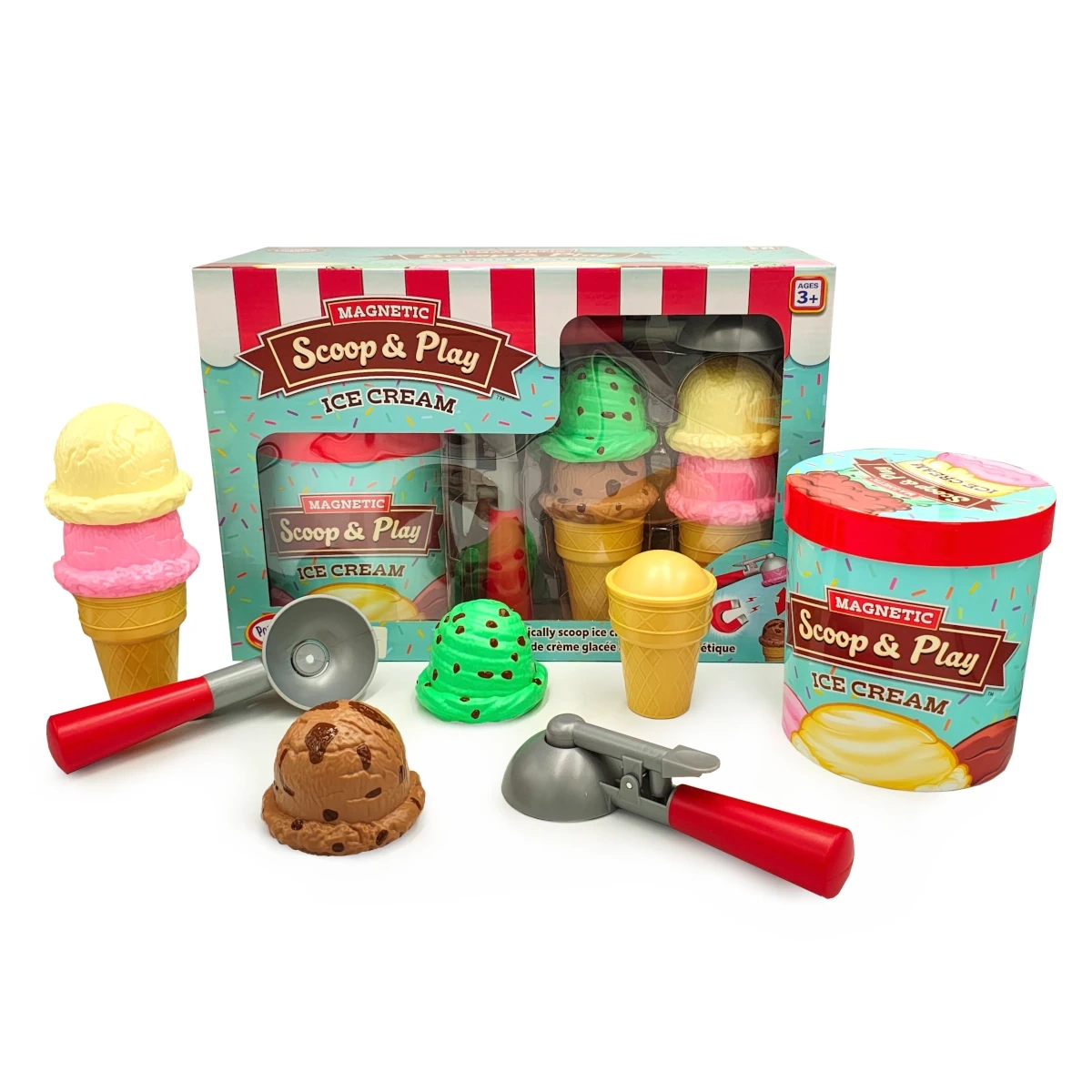 Magnetyczny zestaw Lodziarnia Scoop & Play Popular Playthings - widok elementów