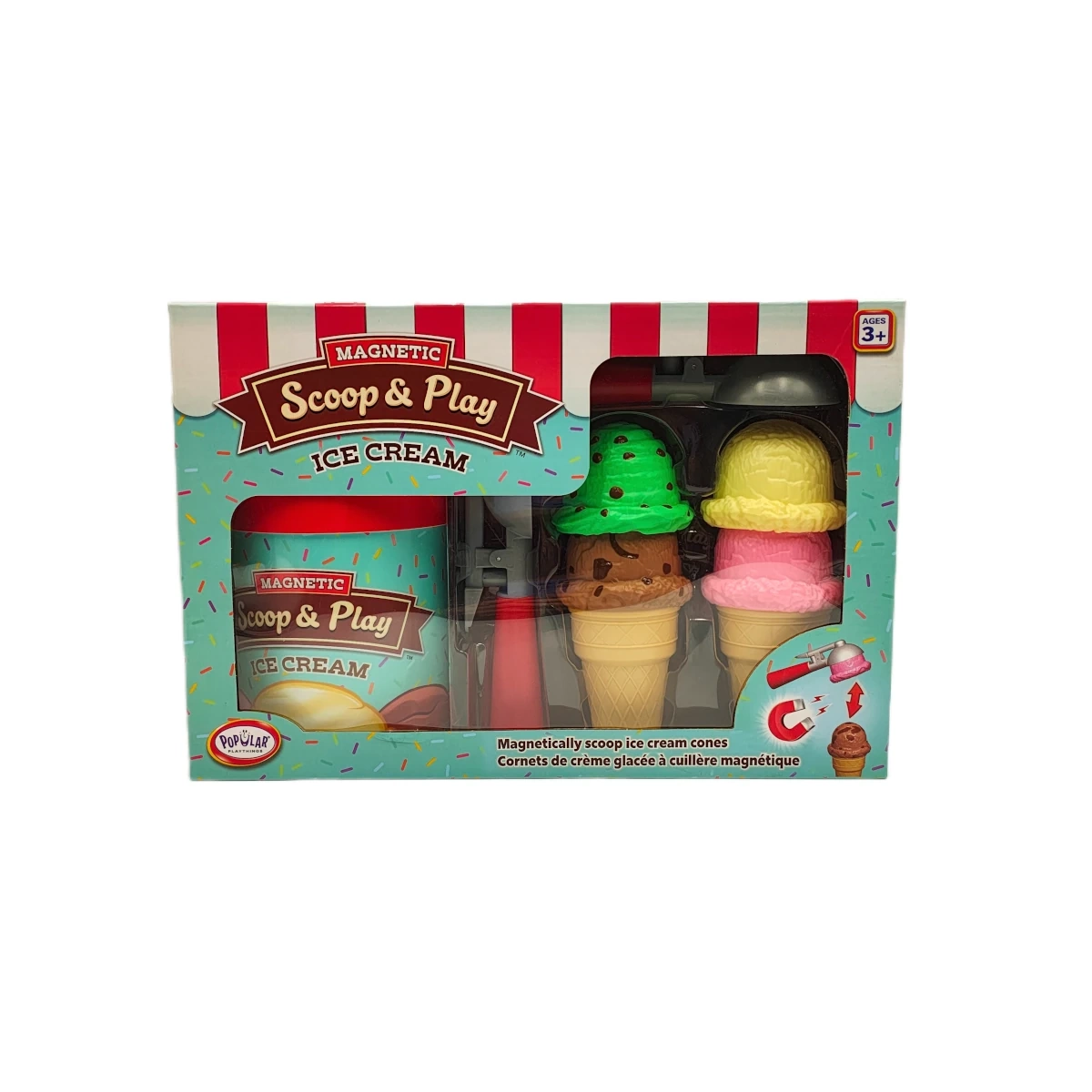 Elementy zestawu Lodziarnia Scoop & Play z magnesami od Popular Playthings