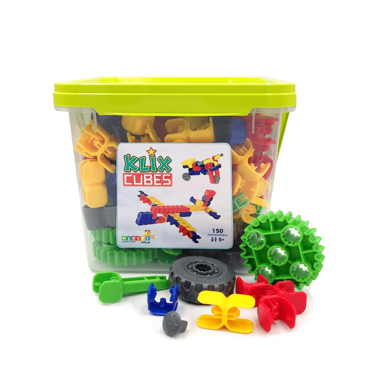 Klocki konstrukcyjne Klix Cubes 150 elementów - zestaw w trzech kolorach