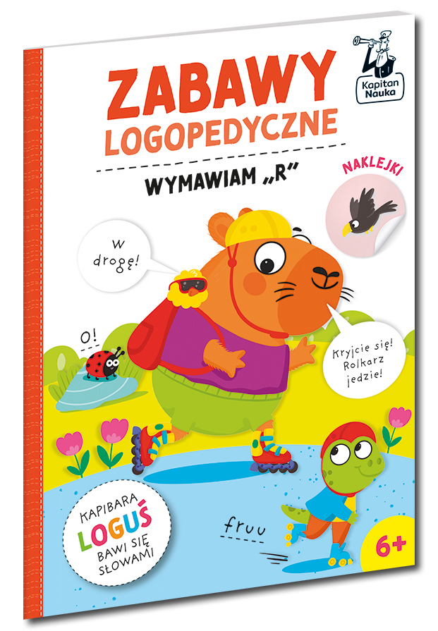 Zabawy logopedyczne Kapibara Loguś Wymawiam R - okładka zeszytu ćwiczeń EDGARD