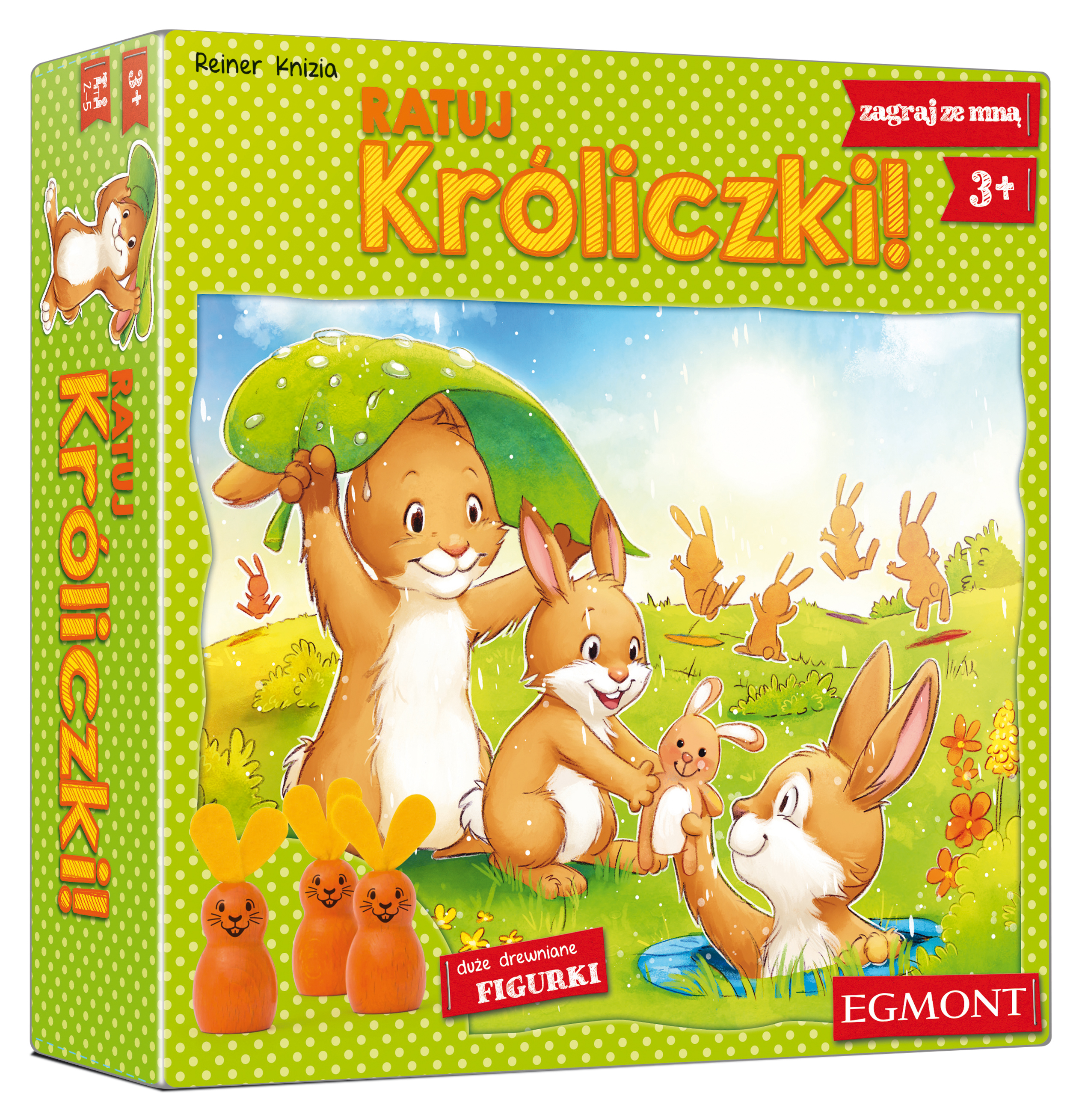 Gra edukacyjna Ratuj Króliczki EGMONT - kolorowe drewniane króliczki i kostka