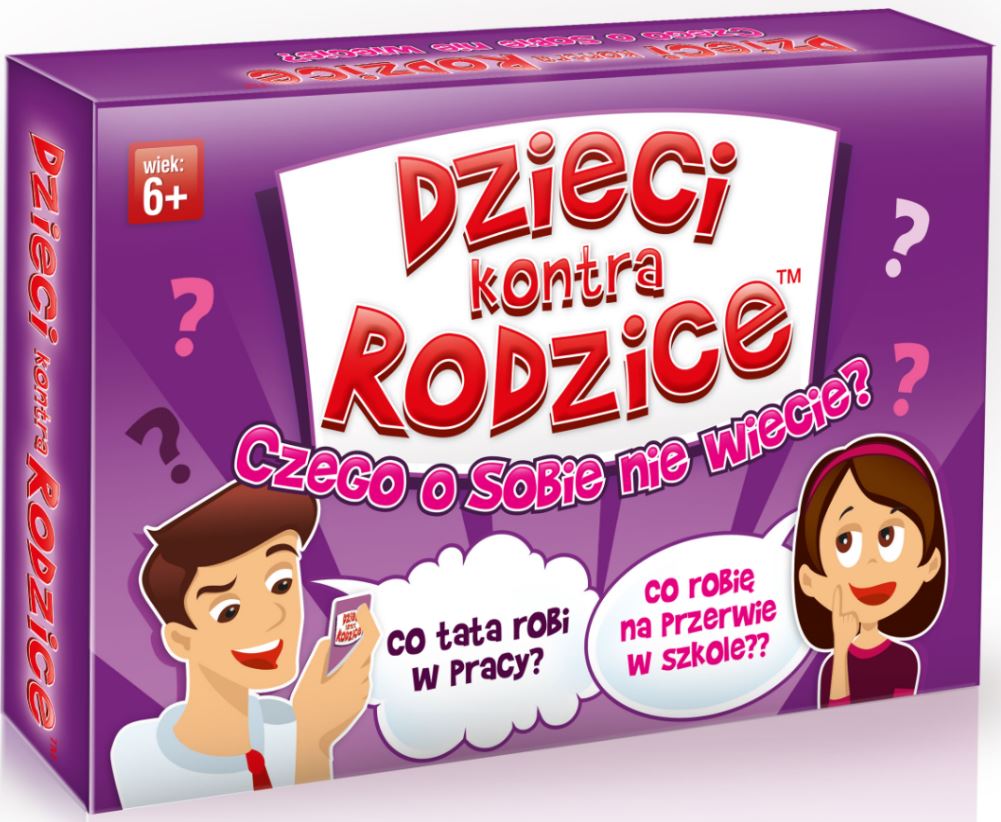 Gra Czego o sobie nie wiecie dzieci kontra rodzice KANGUR - pudełko i karty