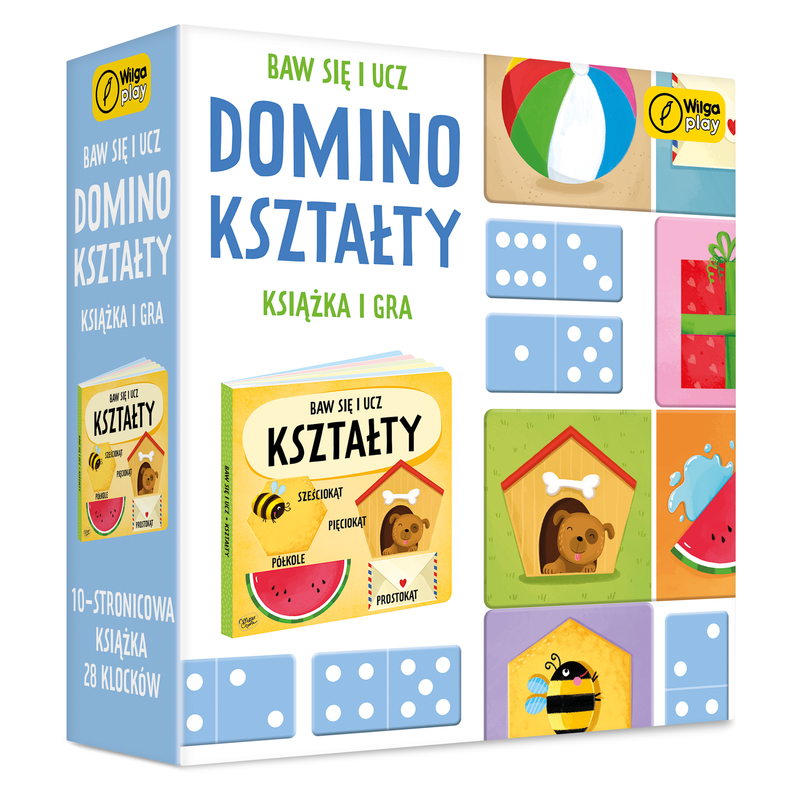 Domino edukacyjne Baw się i ucz. Kształty WILGA PLAY - kolorowe płytki do nauki