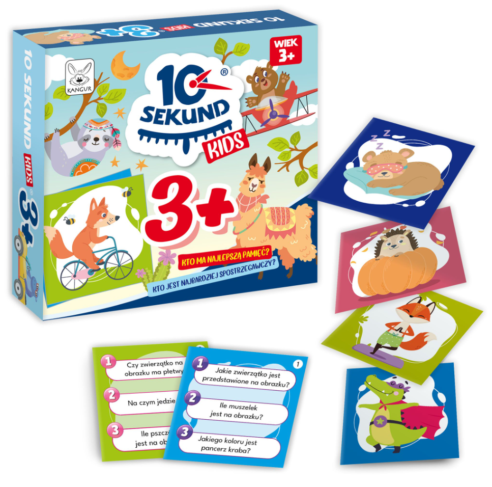 Gra 10 Sekund Kids Kangur - pudełko i karty do gry edukacyjnej