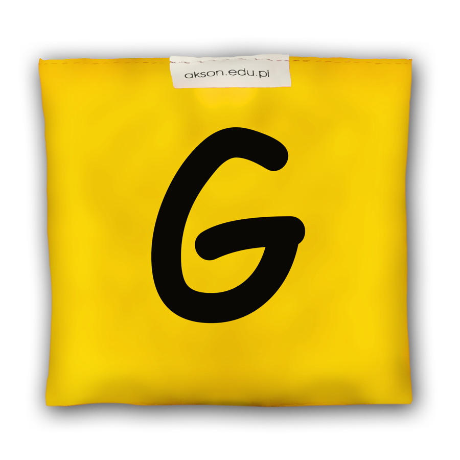 Woreczek gimnastyczny z literką G Akson — żółty, 10 cm x 12 cm