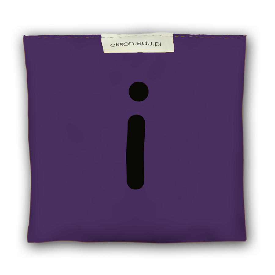 Woreczek gimnastyczny z literką I Akson fioletowy 10 cm x 12 cm