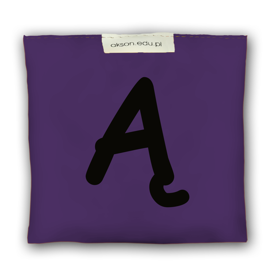 Woreczek gimnastyczny z literką Ą Akson — fioletowy, 10 cm x 12 cm, widok z przodu
