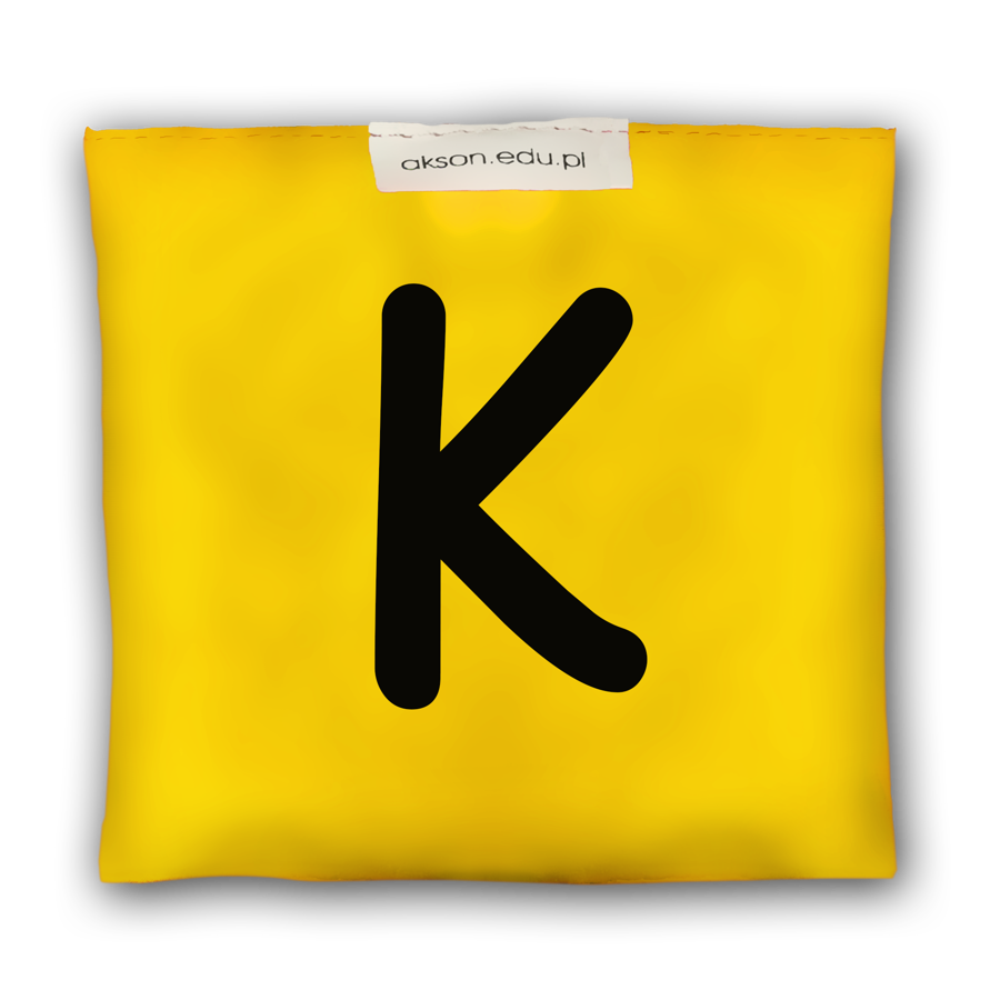 Woreczek gimnastyczny z literką K Akson — żółty, 10 cm x 12 cm