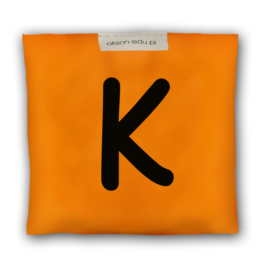 Woreczek gimnastyczny z literką K Akson — pomarańczowy, 10 cm x 12 cm