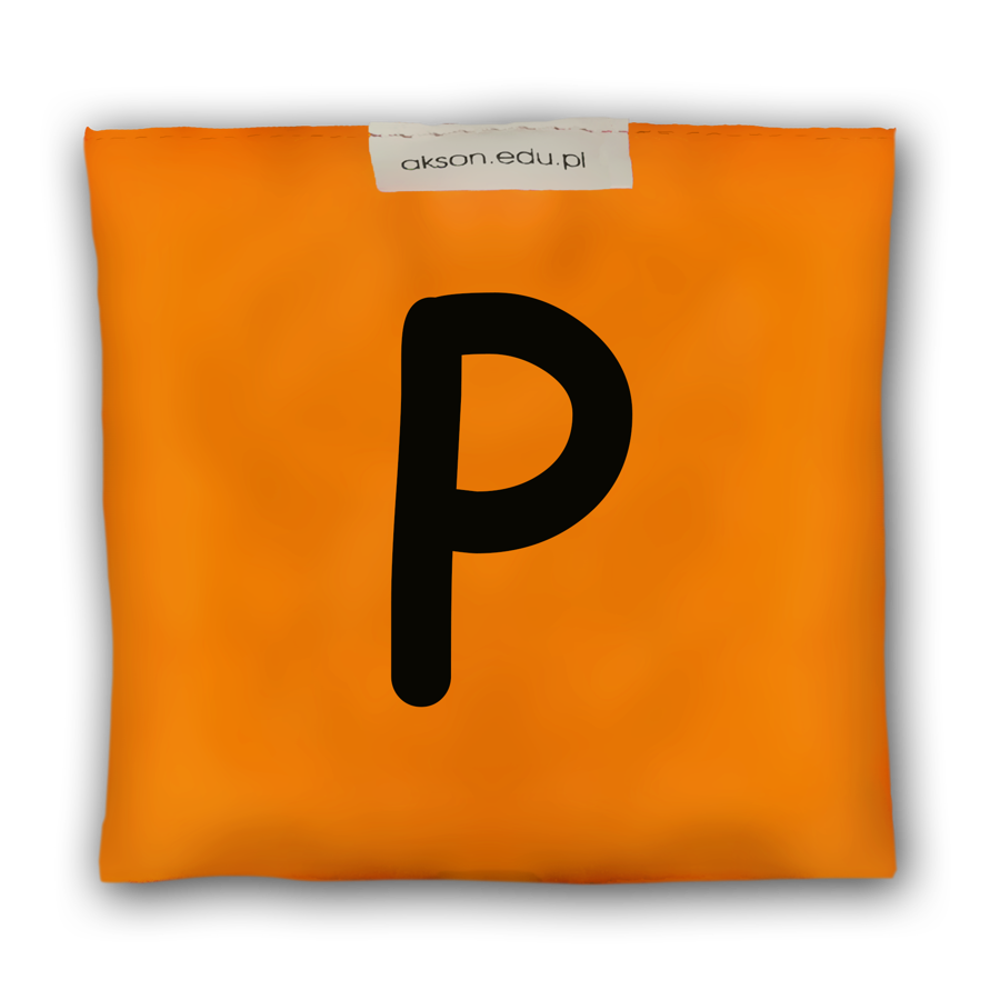 Woreczek gimnastyczny z literką P Akson żółto-pomarańczowy 10 cm x 12 cm