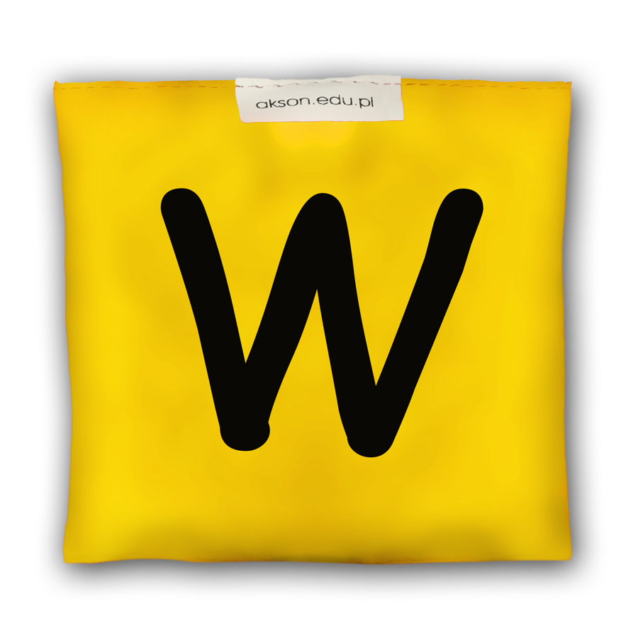 Woreczek gimnastyczny z literką W Akson — żółty, wymiary 10×12 cm