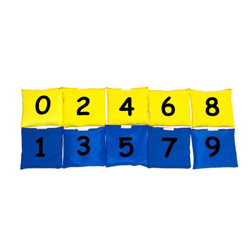 Detal nadruku: parzyste żółte (0,2,4,6,8) i nieparzyste niebieskie (1,3,5,7,9) — Akson