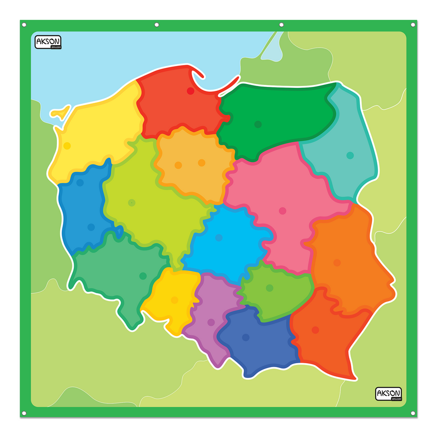 Mata Edukacyjna Mapa Polski 146 x 146 cm Akson — widok z góry z pikowaniem