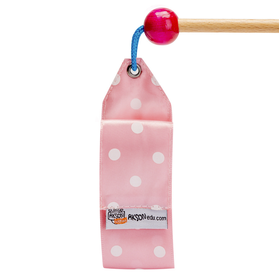 Wstążka gimnastyczna Junior Akson — pastelowy róż, taśma w białe groszki