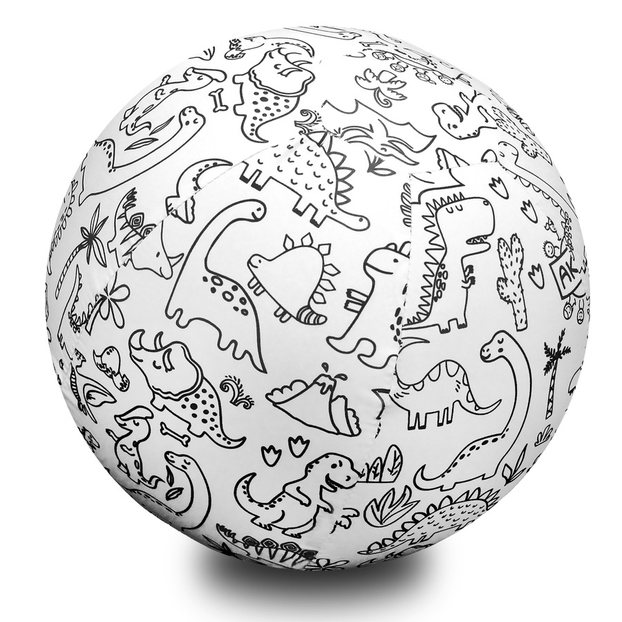 Piłka balonowa do kolorowania DINO 30 cm — przód, widoczny nadruk