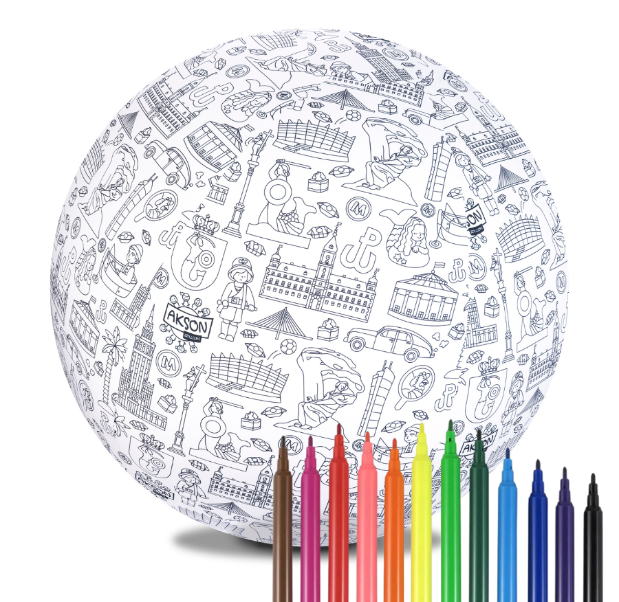 Piłka balonowa XXL Akson — grafika Warszawa na pokrowcu