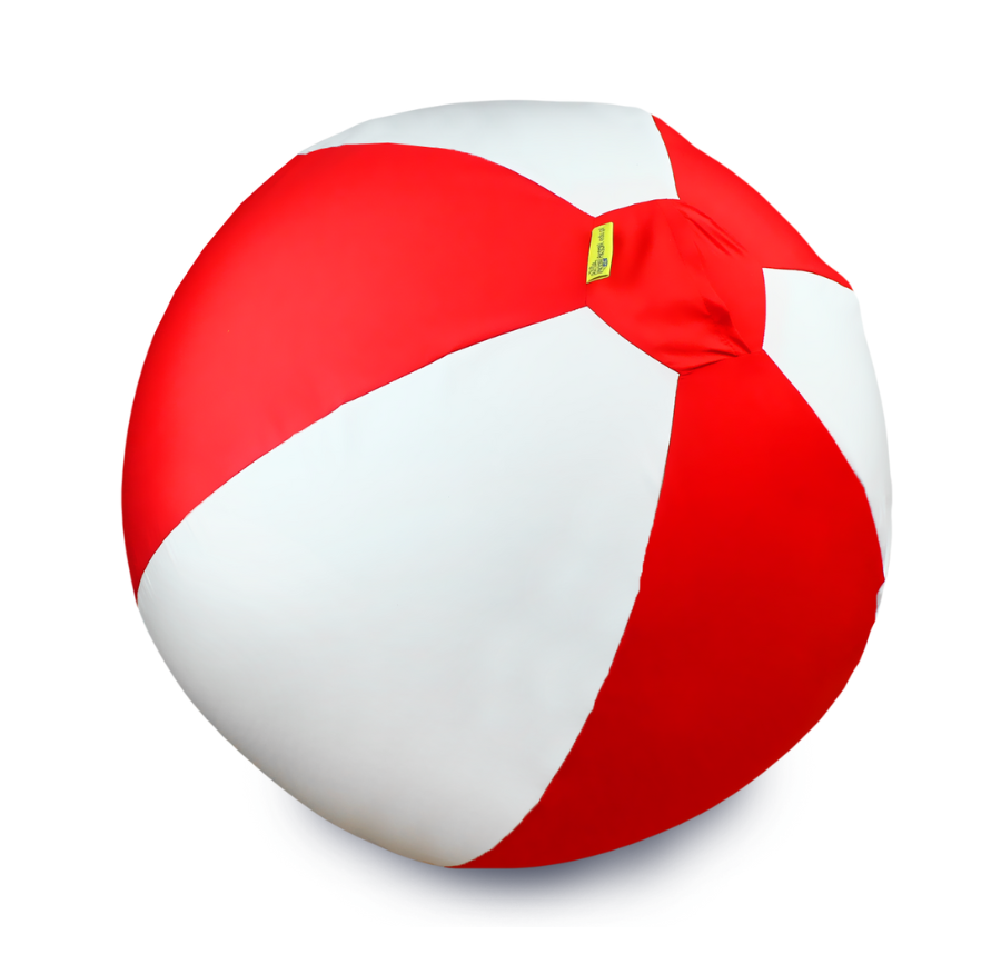 Piłka balonowa 30 cm Akson — pokrowiec w biało-czerwone pastelowe pasy, widok z przodu