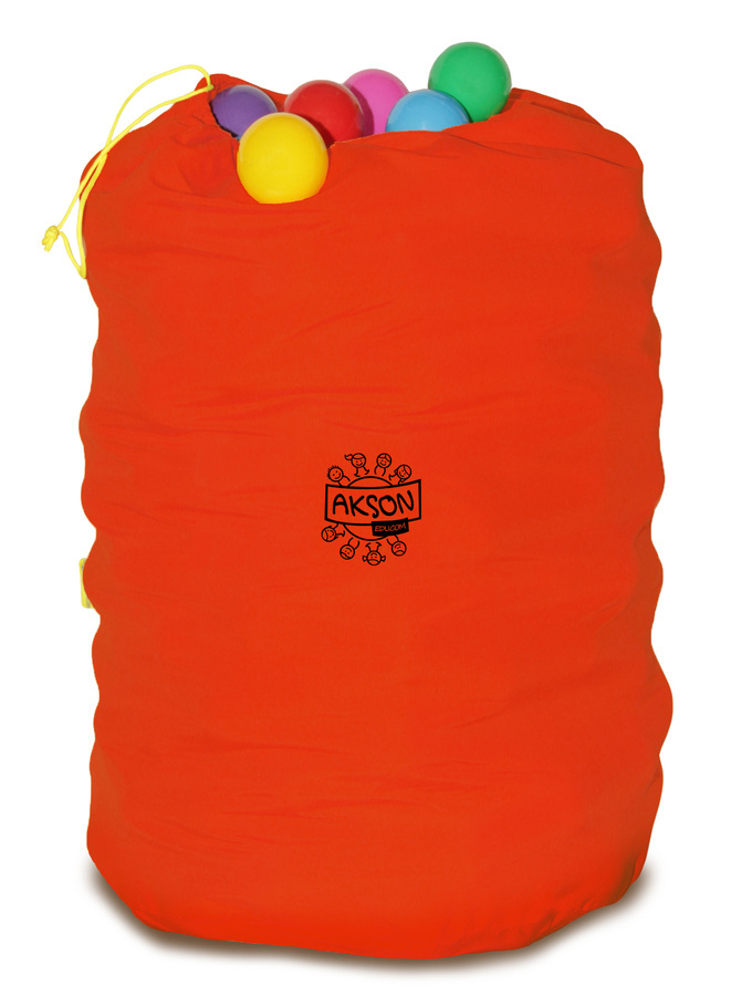 Worek na piłki Akson 145×95 cm - czerwony, widok z przodu ze sznurkiem