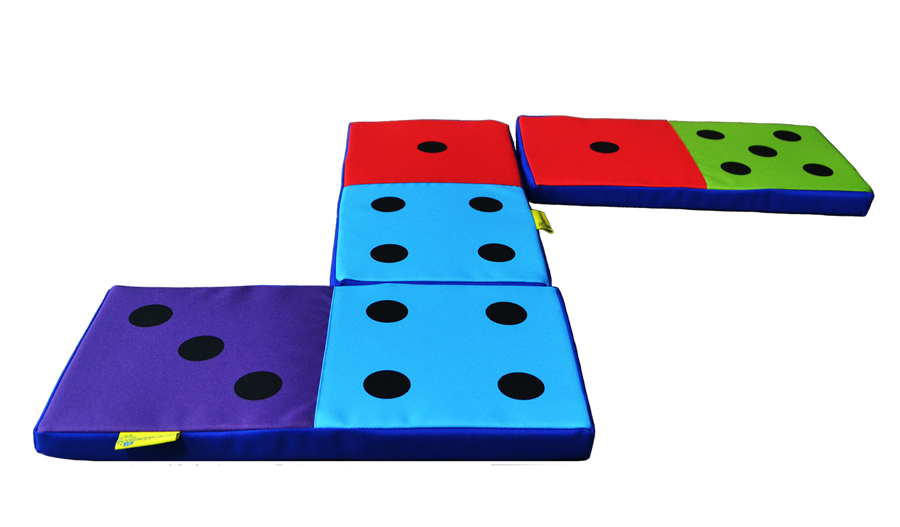 Zbliżenie na poduszkę Mega Domino Akson — zdejmowany pokrowiec z nadrukiem