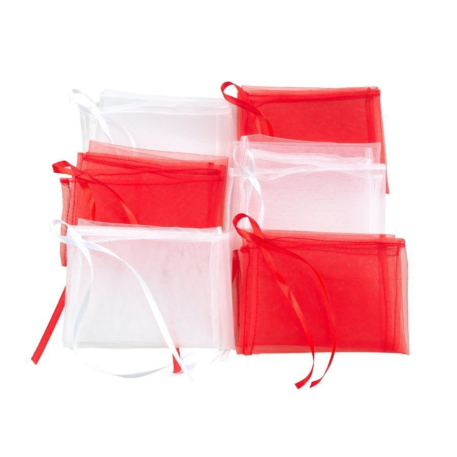 Chustki do tańca 45 x 45 cm Akson — zestaw 6 sztuk, biało-czerwony wzór Polska