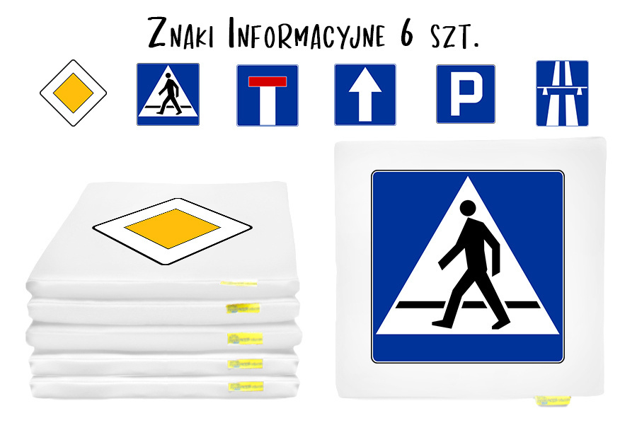 Poduszka kwadratowa 35 cm Akson — znak informacyjny, widok z góry