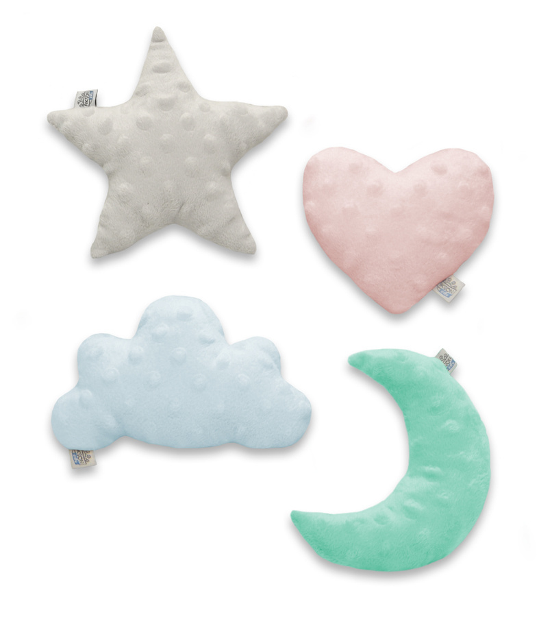 Dream Pillows mini poduszeczki Akson — zestaw 4 kształtów: księżyc, chmurka, gwiazdka, serduszko