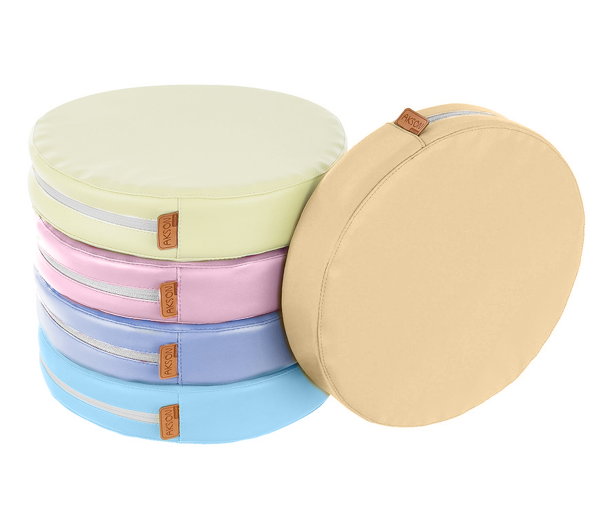 Zestaw poduszek EKOSKÓRA Premium PASTEL Akson — widok 5 poduszek w pastelowych kolorach